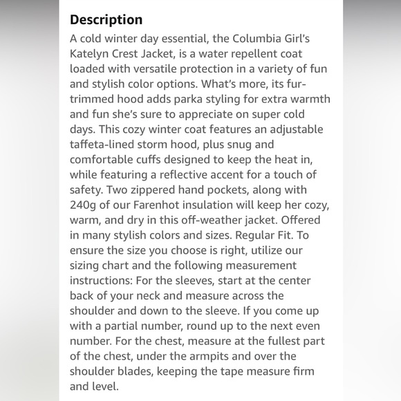 Columbia Katelyn Crest Girls Jacket - Picture 10 of 14